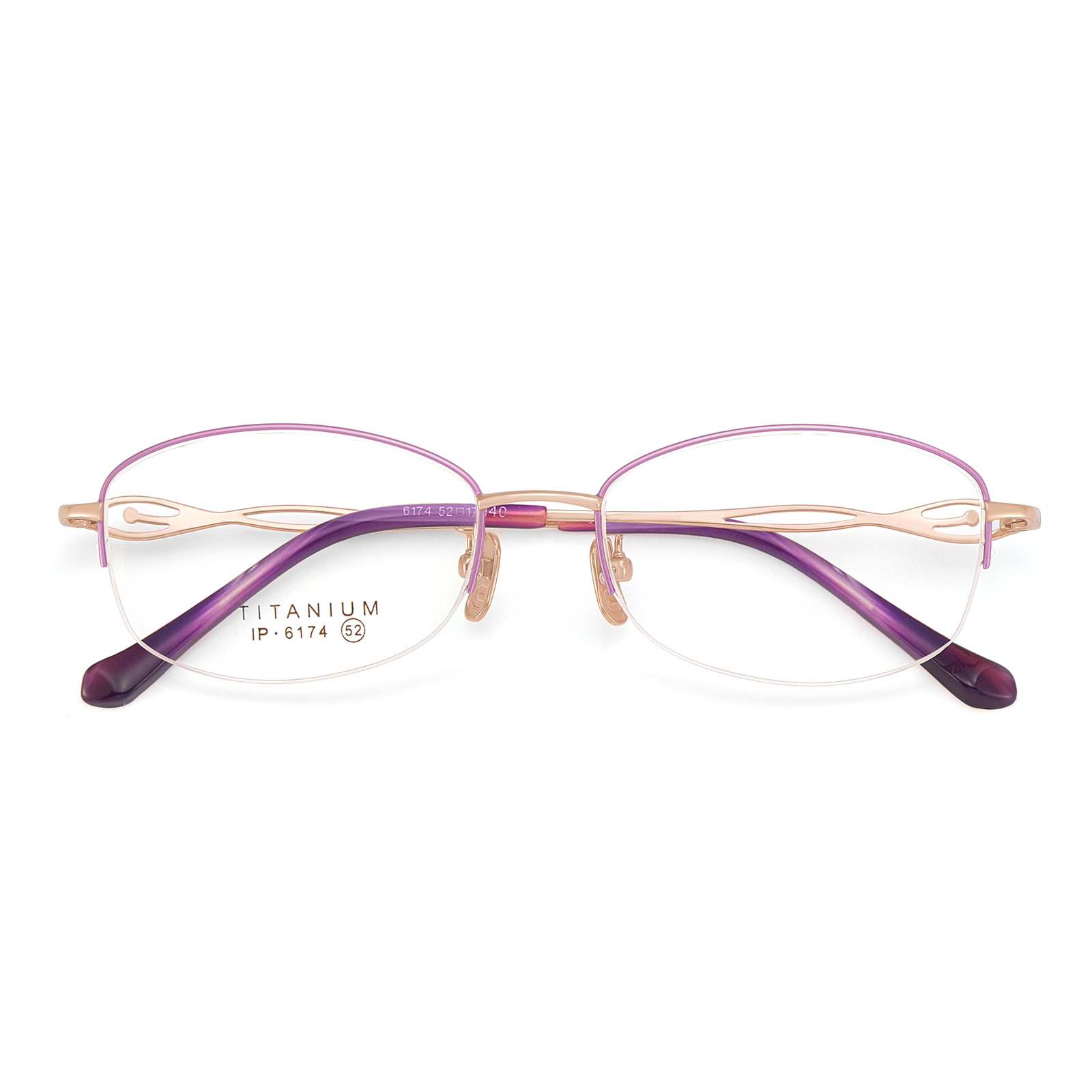 6174 Half-frame diamanten bril van puur titanium met holle kop