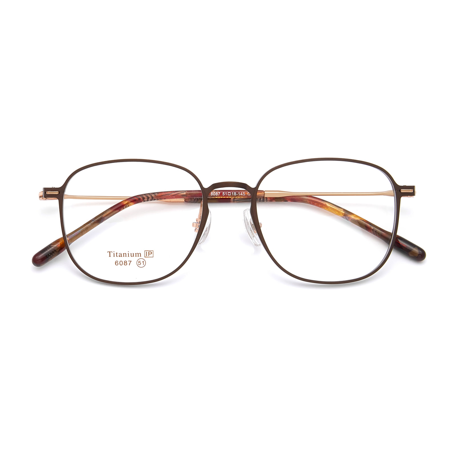 6087 Bril van puur titanium met vierkante cirkel en ingebedde poolkop