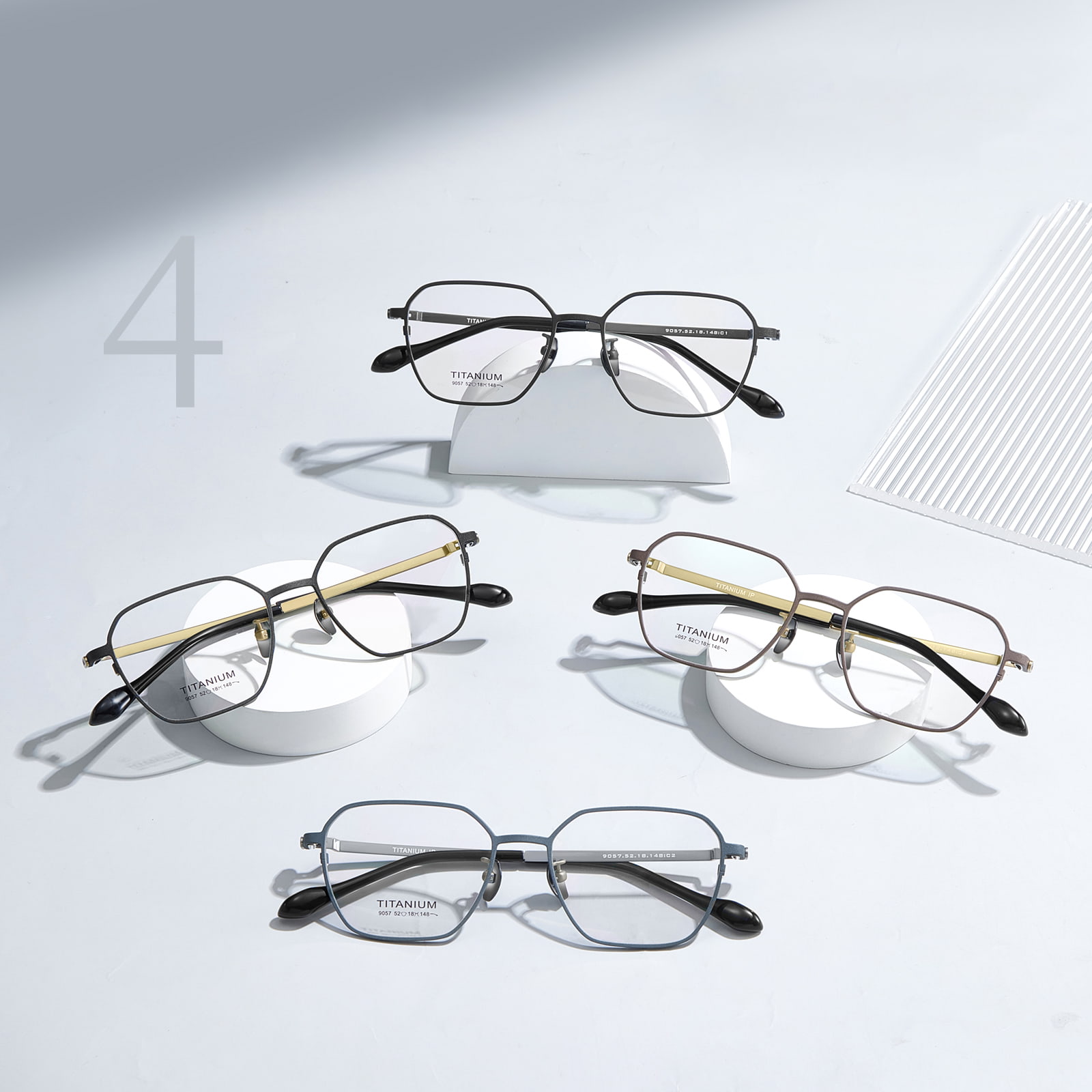 9057 Zeshoekig geslepen gepersonaliseerde puur titanium bril