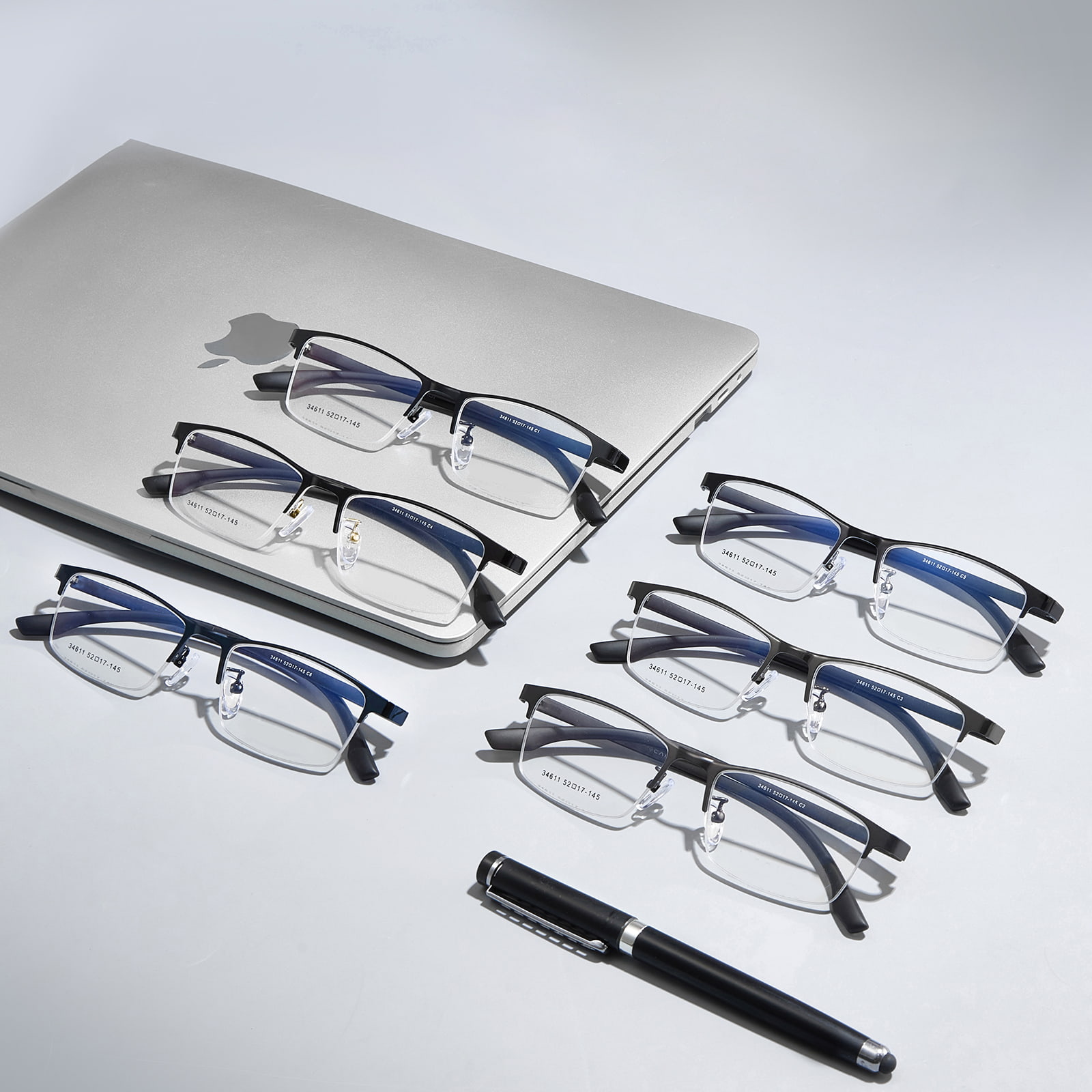 34611 Minimalistische bril van hypoallergene legering met half montuur