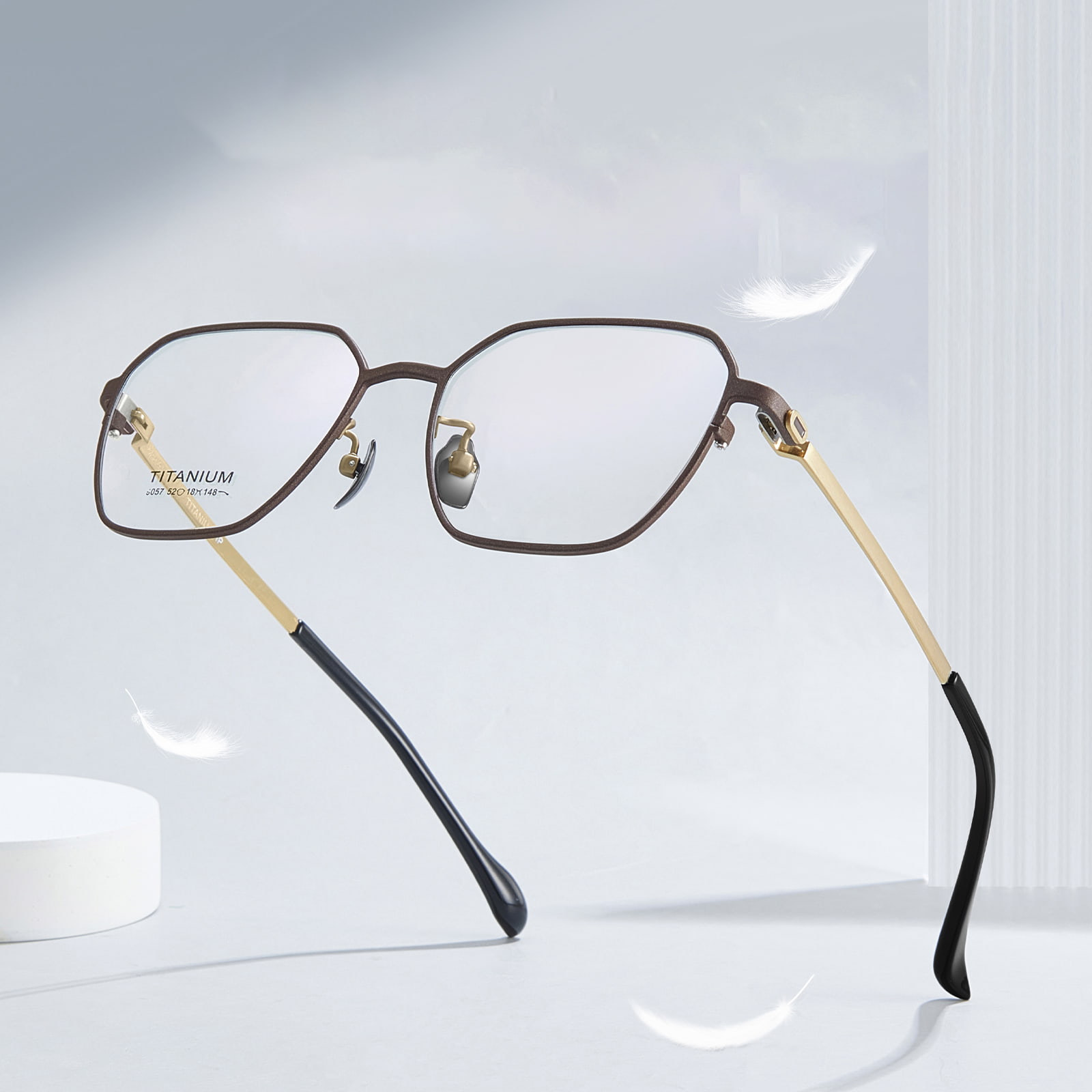 9057 Zeshoekig geslepen gepersonaliseerde puur titanium bril
