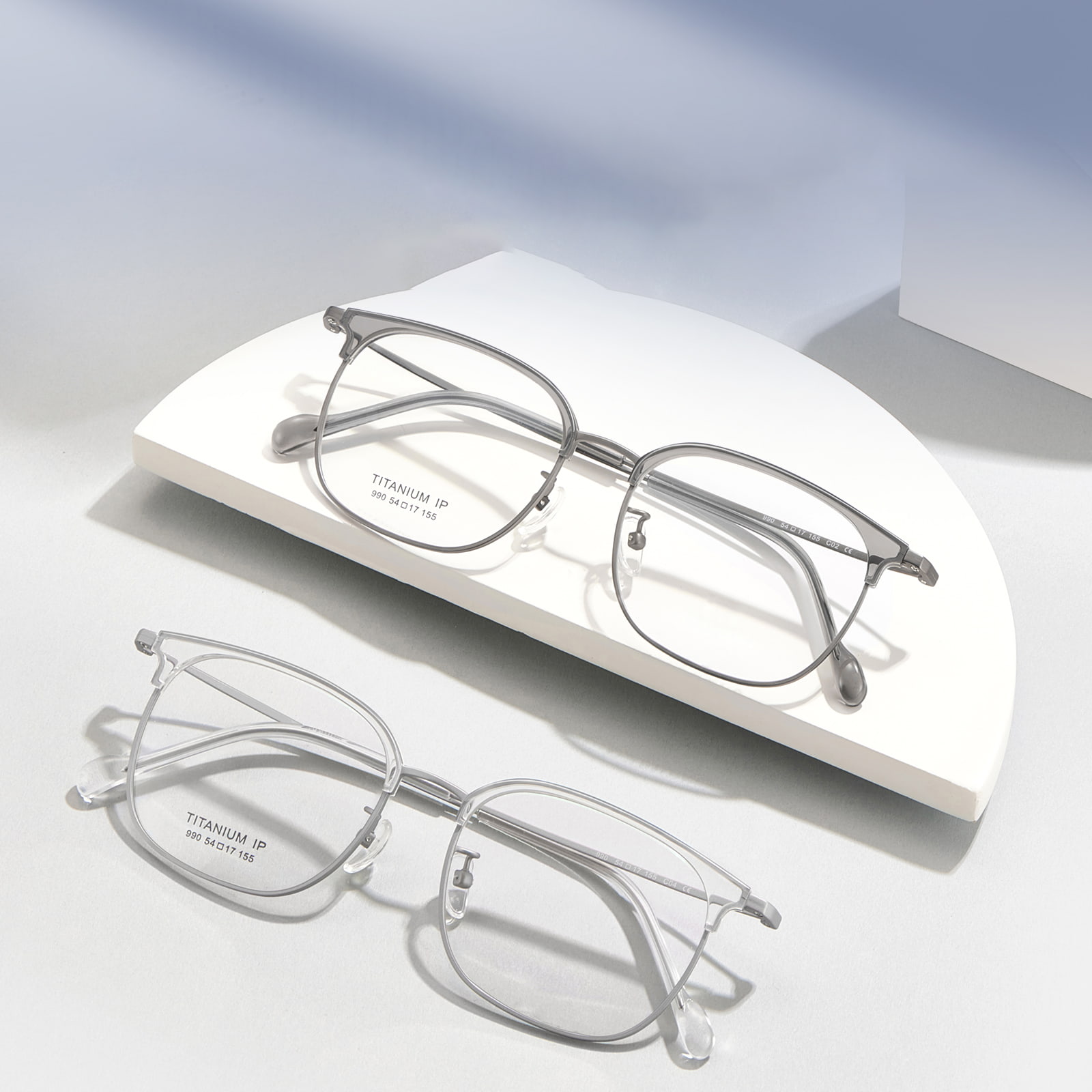 990 Wenkbrauwframe Woon-werkverkeer Zweetbestendige bril van puur titanium