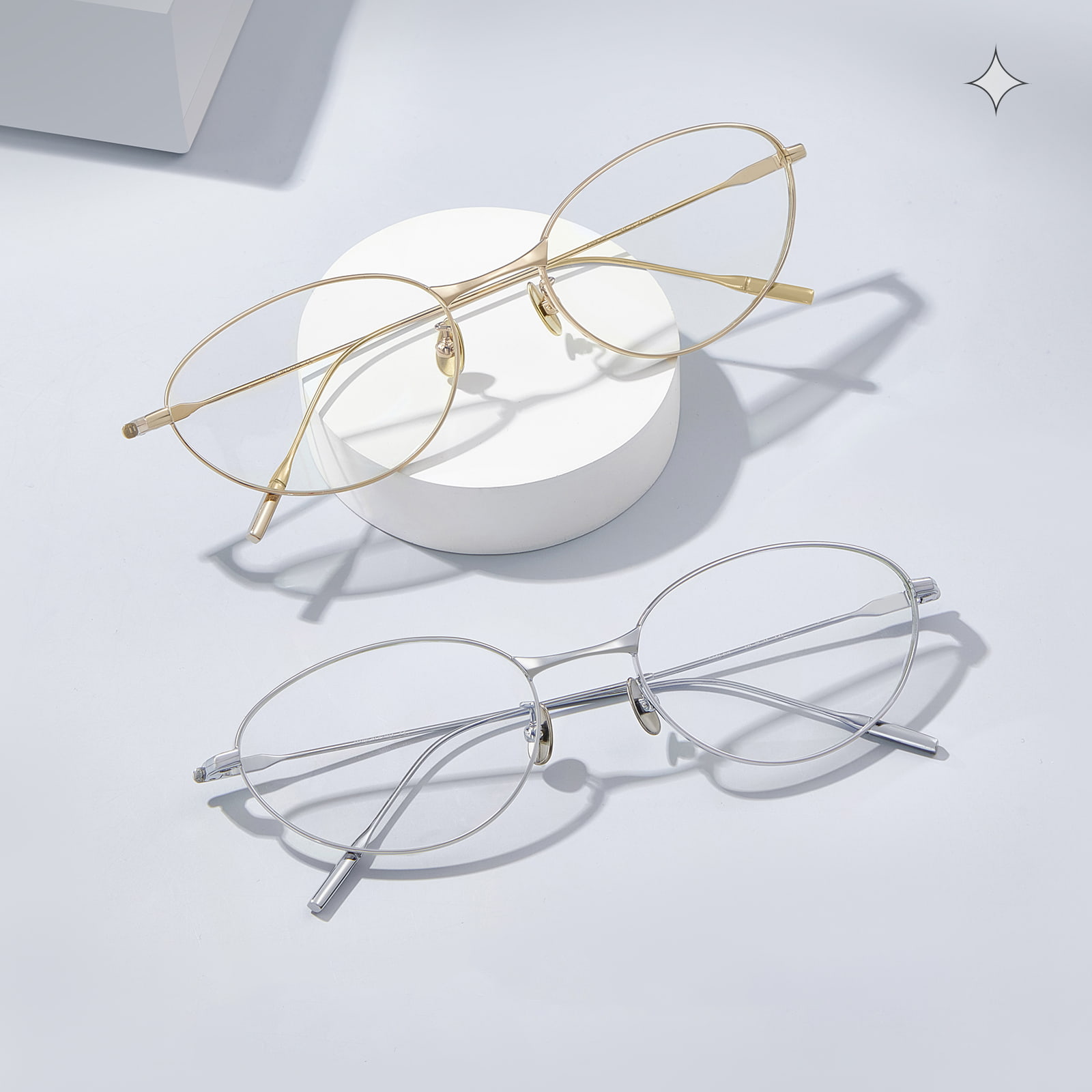 Fade ovale Cat-Eye kleurrijke puur titanium bril