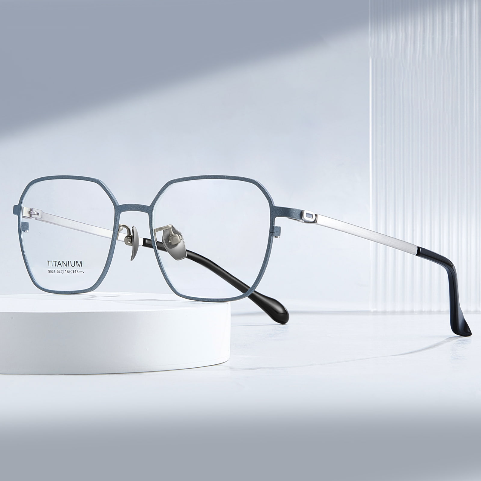 9057 Zeshoekig geslepen gepersonaliseerde puur titanium bril