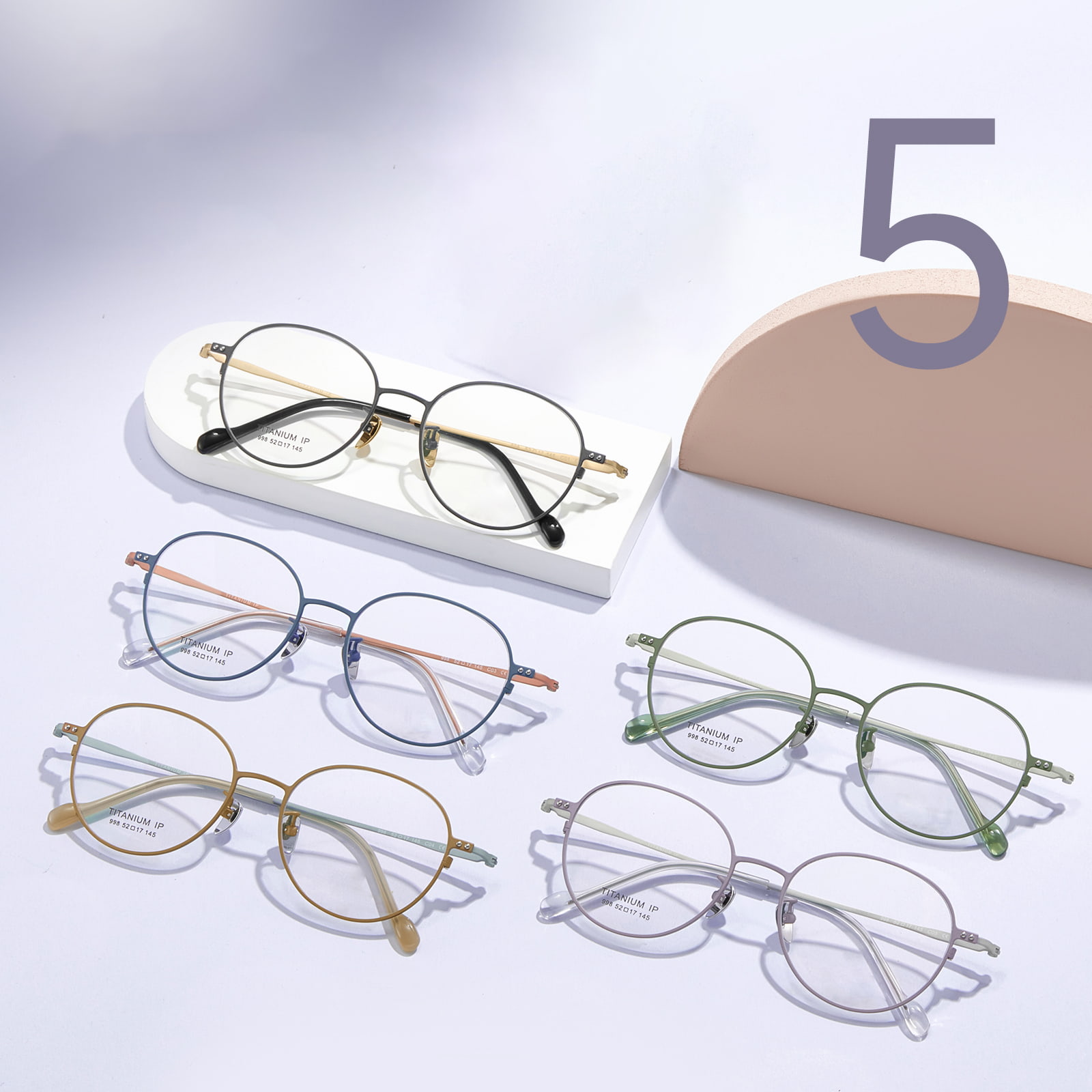 998 Ultradunne frame kristallen plaat voetafdekking Puur titanium bril