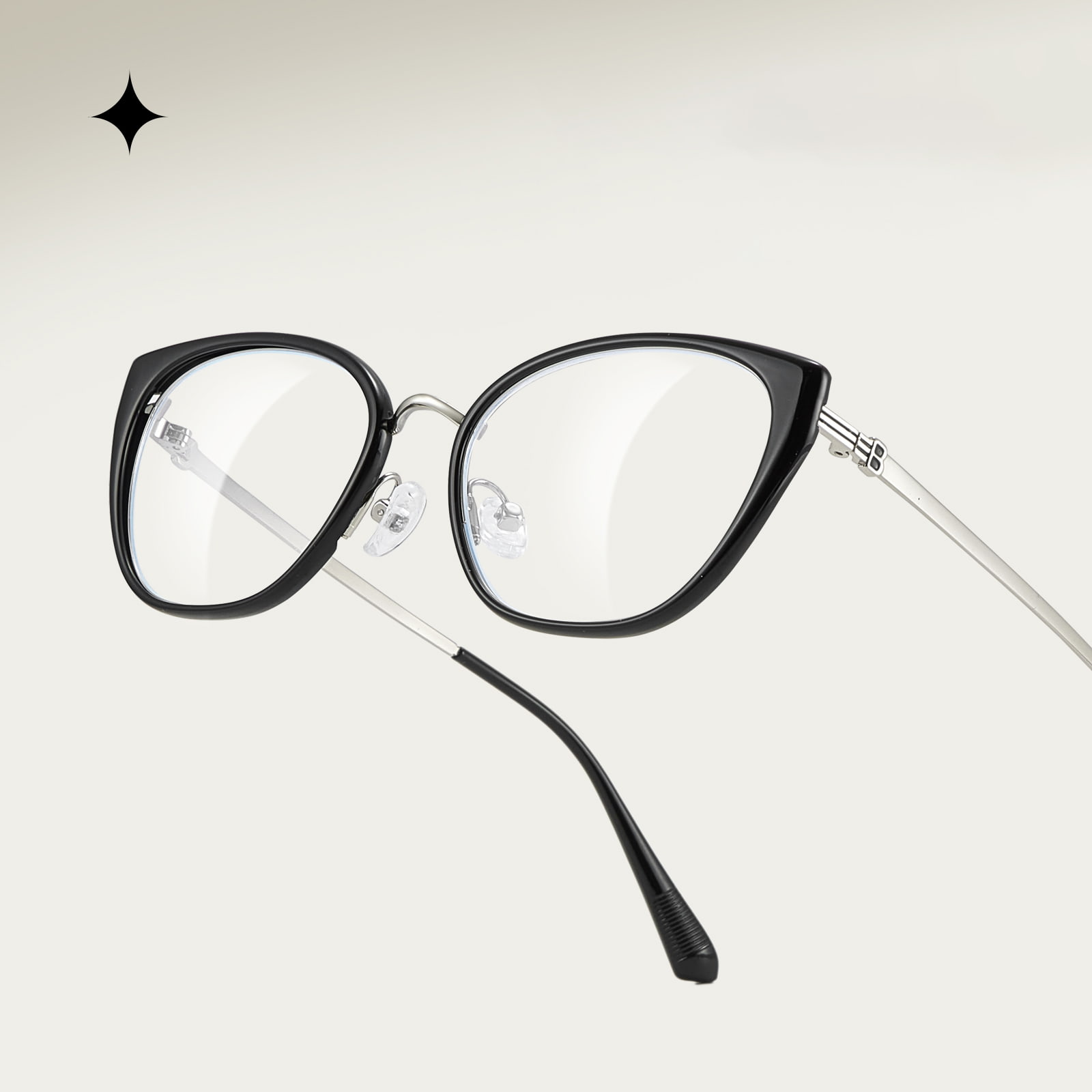 210448 Doorzichtige Cat-Eye gestreepte letters Anti-blauwlichtbril