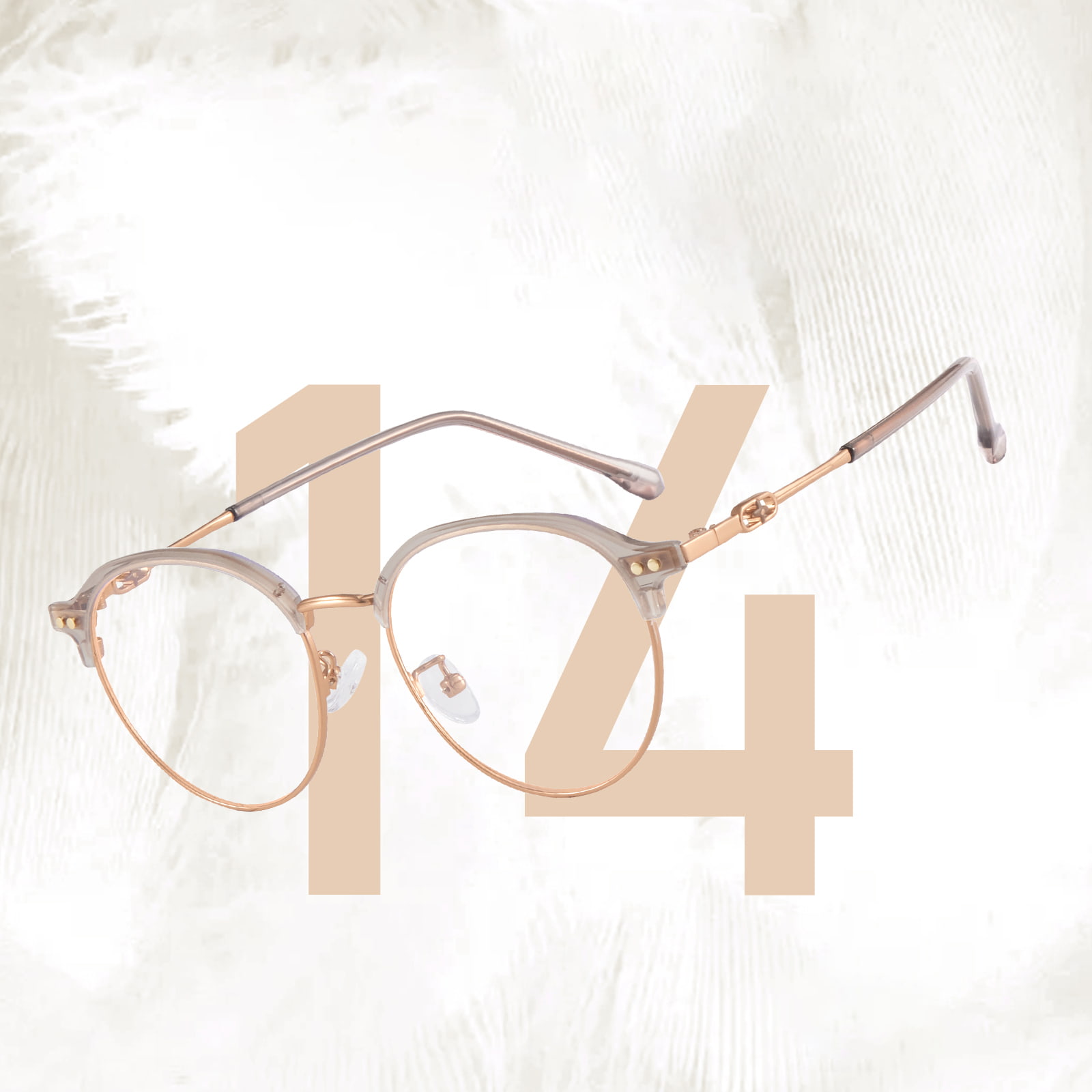 210131 Bril met rond frame en kruisgietwerk dat blauw licht blokkeert